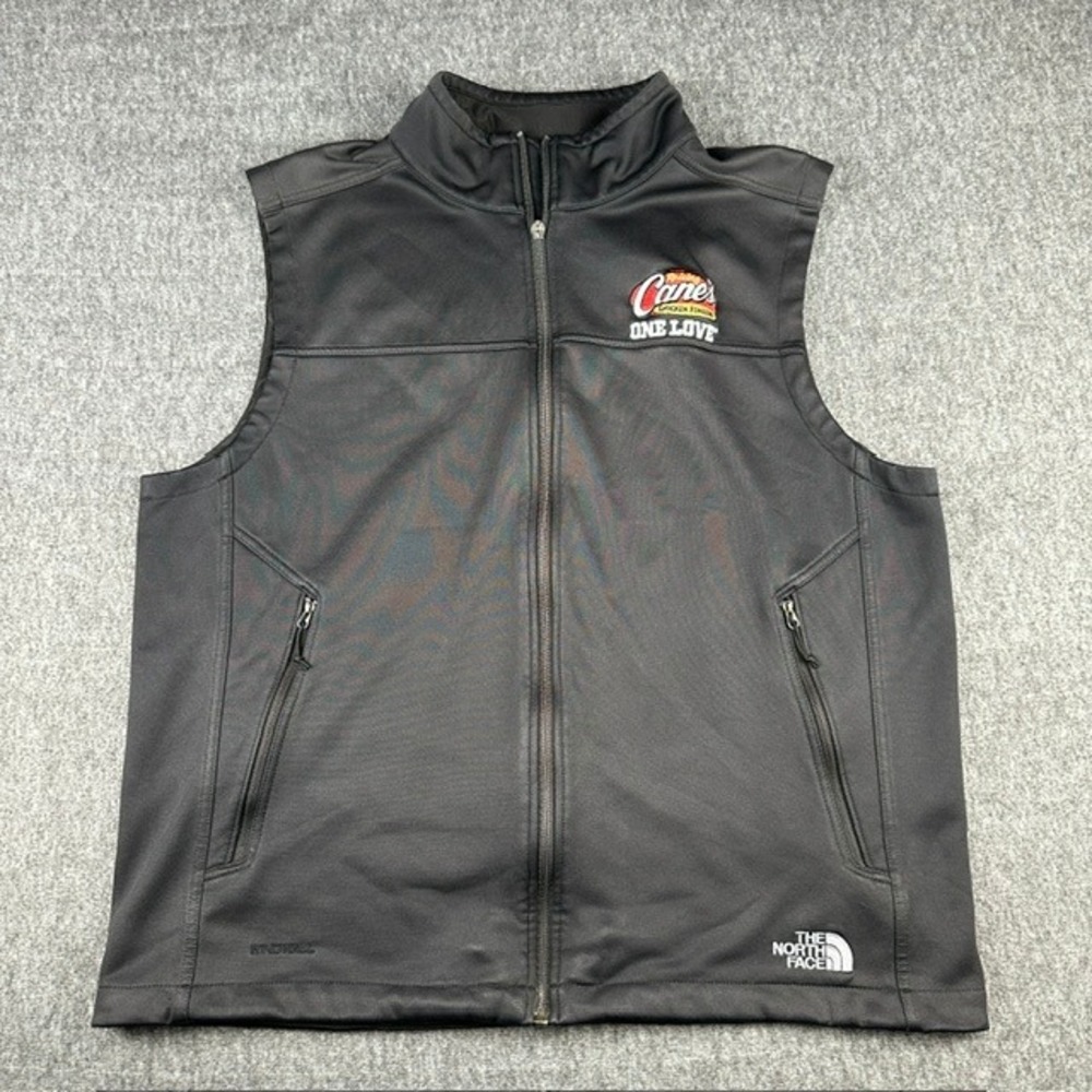 The North Face Mens XL Black WindWall Vest Raising Canes One Love Softshell